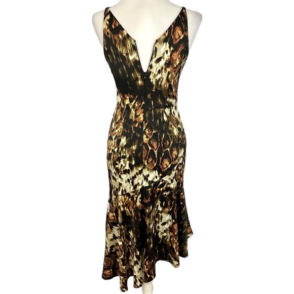 XSCAPE | Animal Print Sleeveless High Low Ruffle Midi Cocktail Dress NWT Sz 4 - Picture 10 of 16